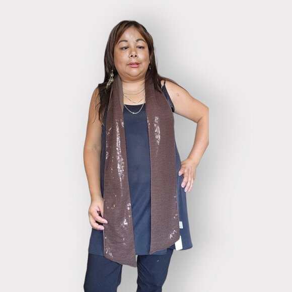 OASIS WOMENS BROWN SEQUIN SCARF - Picture 1 of 4